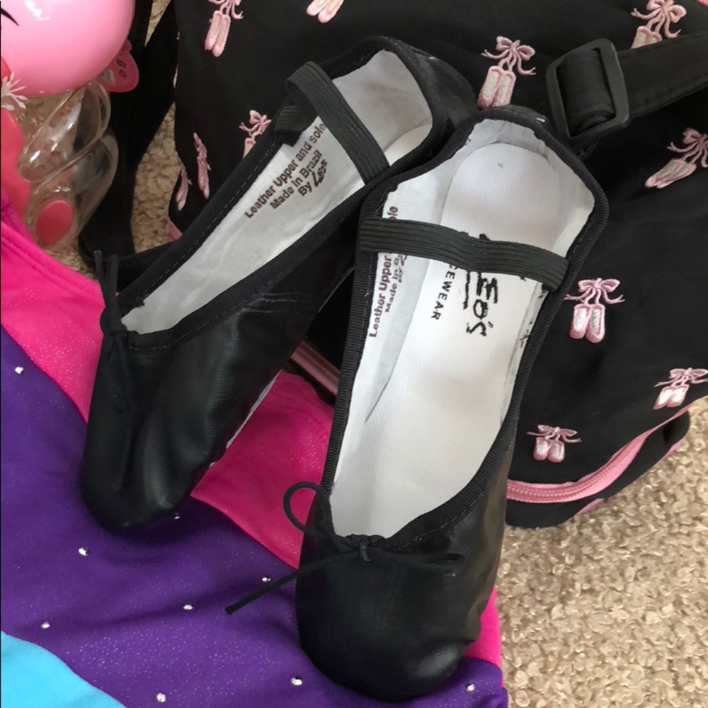 LEOS Black Ballet Shoes Leather W=Med. - Picture 6 of 9